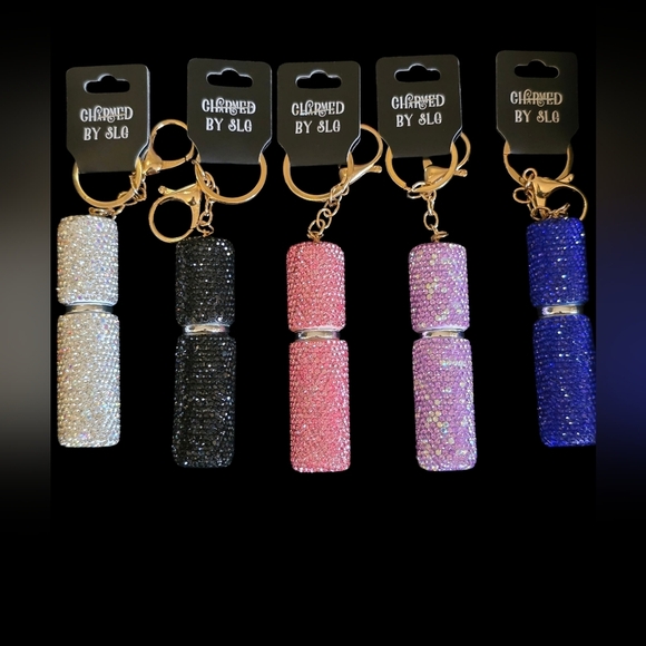 Accessories - Set of 5 Rhinestone Perfume Atomizer Keychain | Refillable Travel Spray Bottle